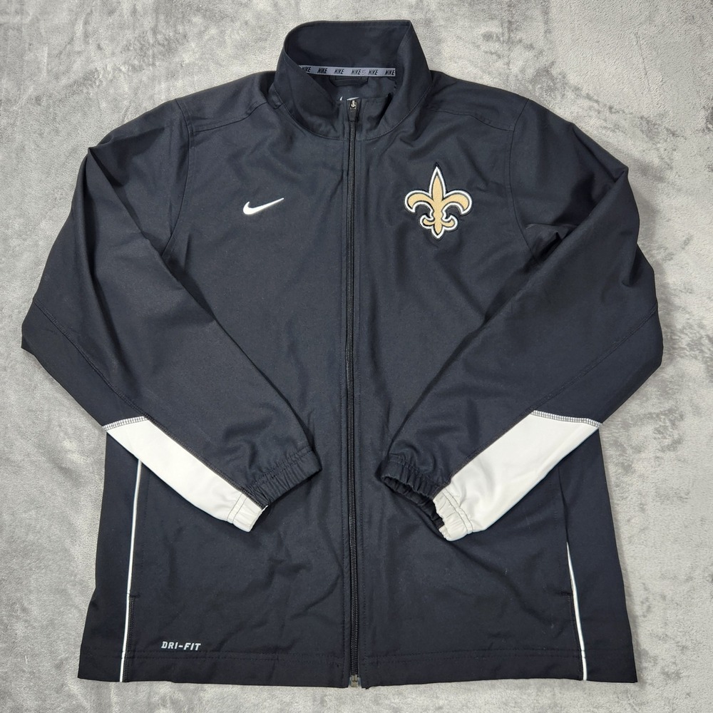 Nike Saints Jacket Men Large NFL‎ Football Team Black Full Zip Lightweight